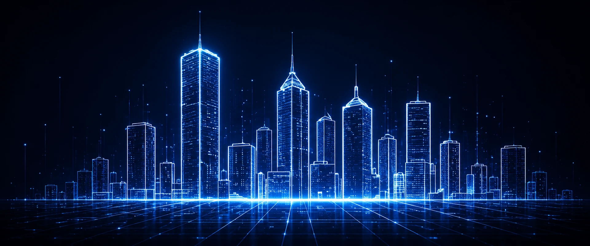 Futuristic neon city skyline — the connected ecosystem XNEXUS is built to serve